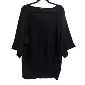 Spense Womans Black Boho Blouse Kimono 3/4 Sleeve Plus Size 3X Basic Top Classic